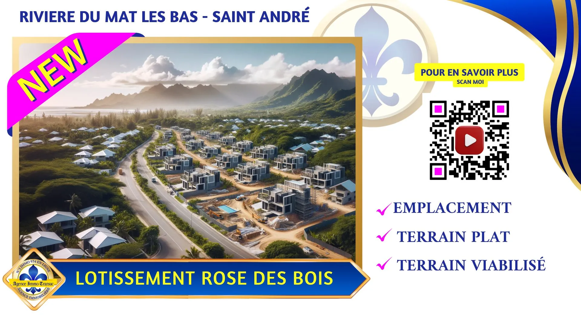 Terrain plat de 341 m² à Saint André dans le lotissement Rose des Bois