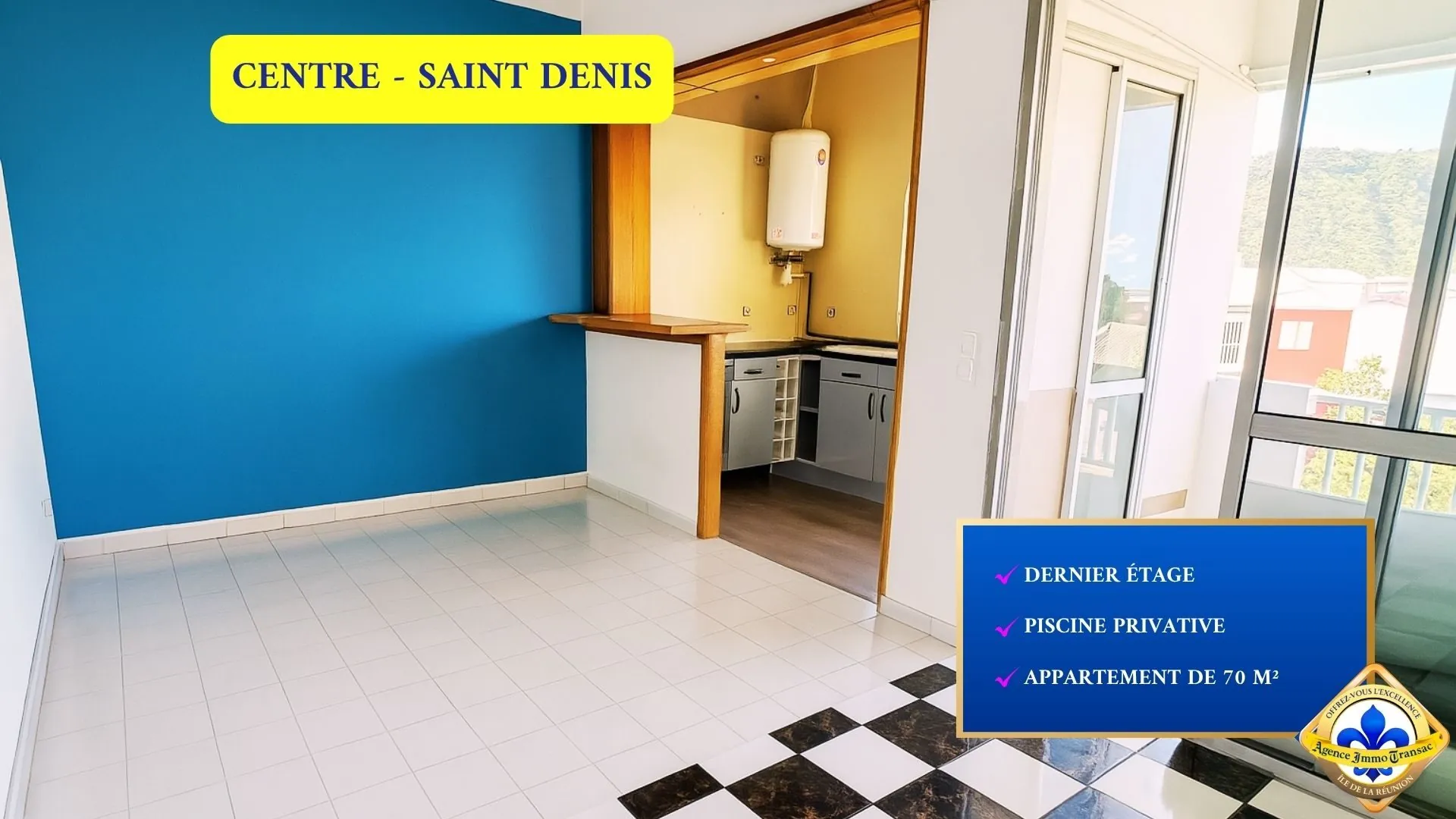 Appartement T3 à Saint-Denis avec Vue Dégagée, Piscine et Parking Sécurisé 