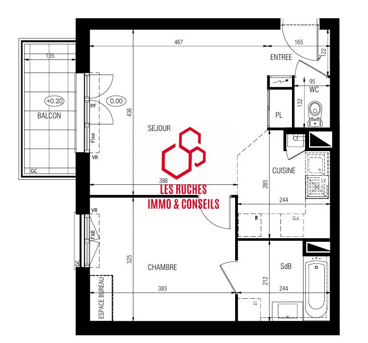 Appartement T2 à vendre à Cannes-Écluse – 46,75 m², lumineux et pratique 