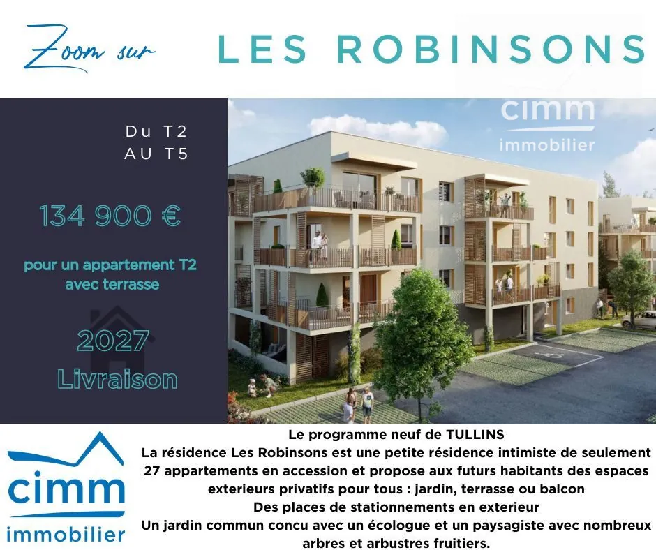 Appartement neuf Tullins 38210 – T2 à T5 livraison 2027