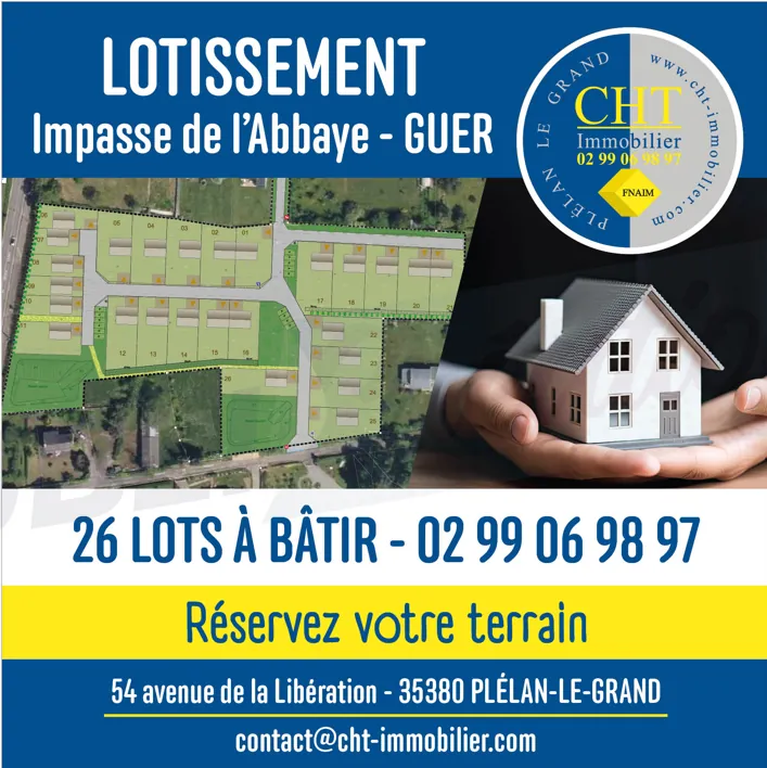 Terrain constructible de 489 m² à vendre à GUER (56 380) 