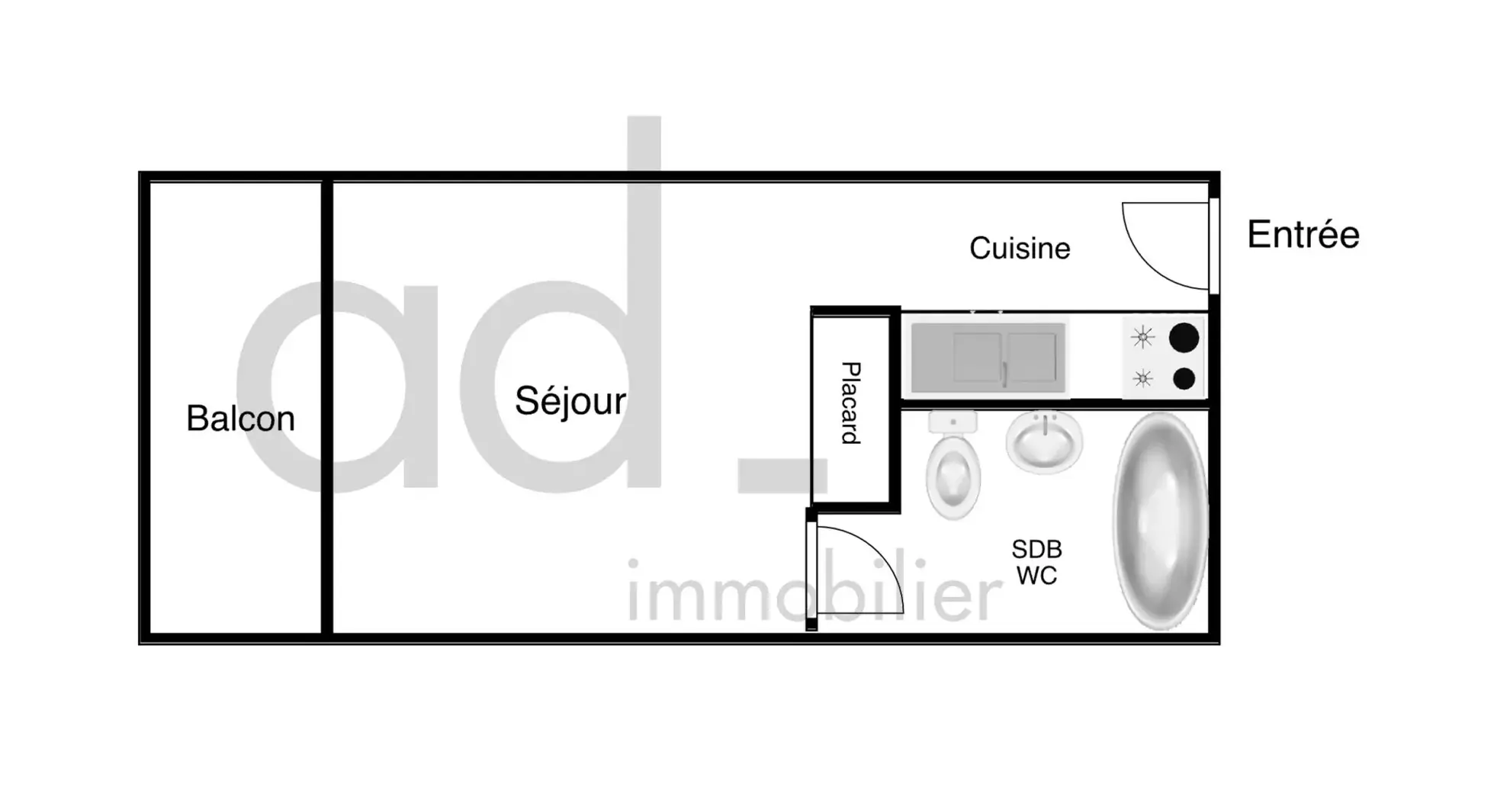 Studio à vendre à La Rochelle proche Vieux Port lumineux avec balcon 