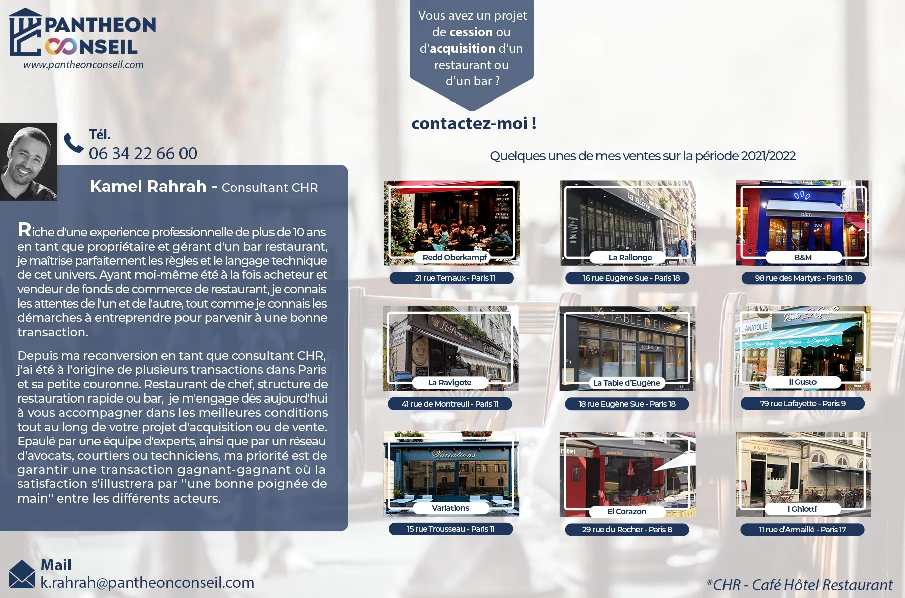 Fonds de commerce de bar-restaurant à Paris 5e avec terrasse et potentiel de développement 
