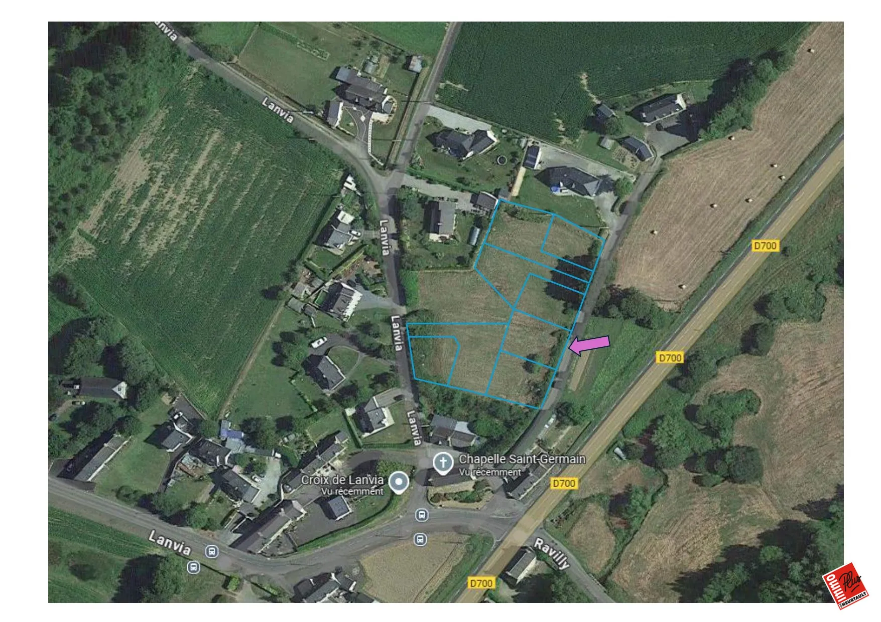 Terrain constructible non viabilisé à Saint-Brandan de 521 m²