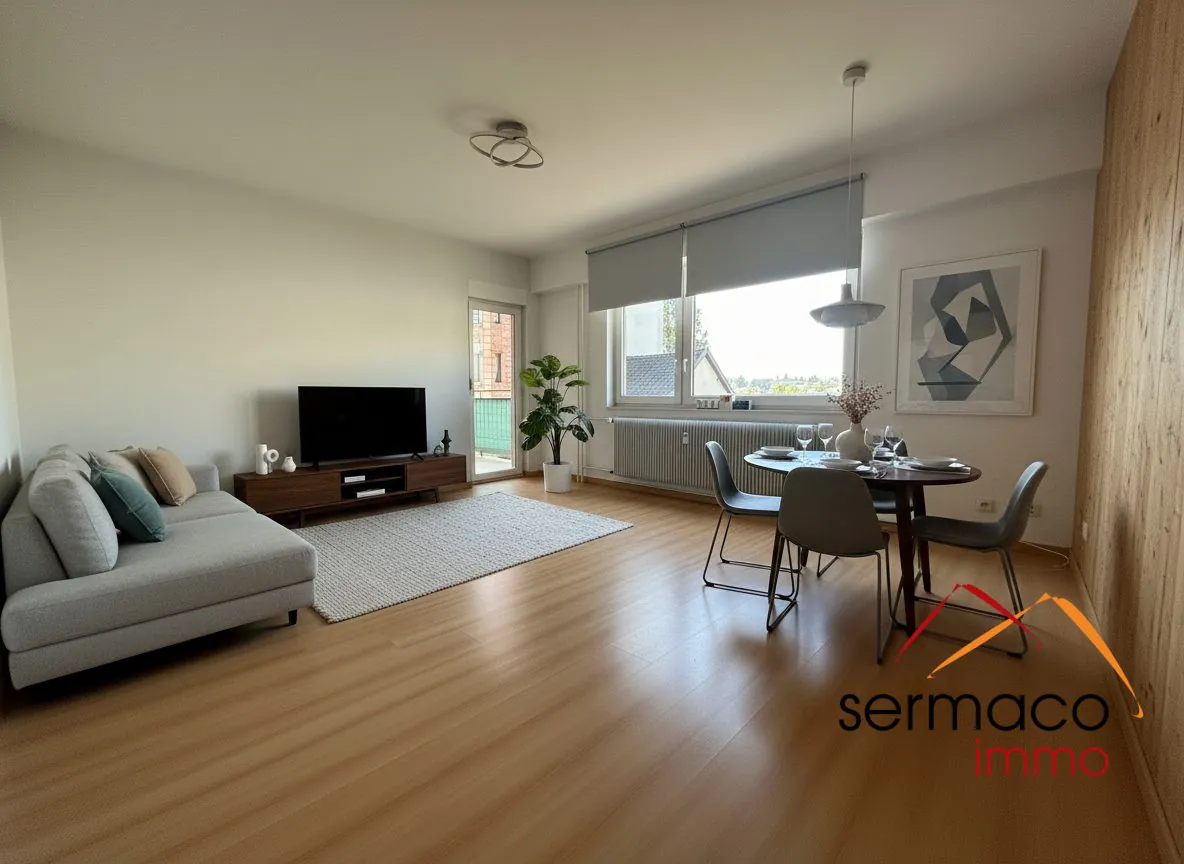 Salon/Séjour généré par l'IA Appartement lumineux avec garage et ascenseur à Sarreguemines