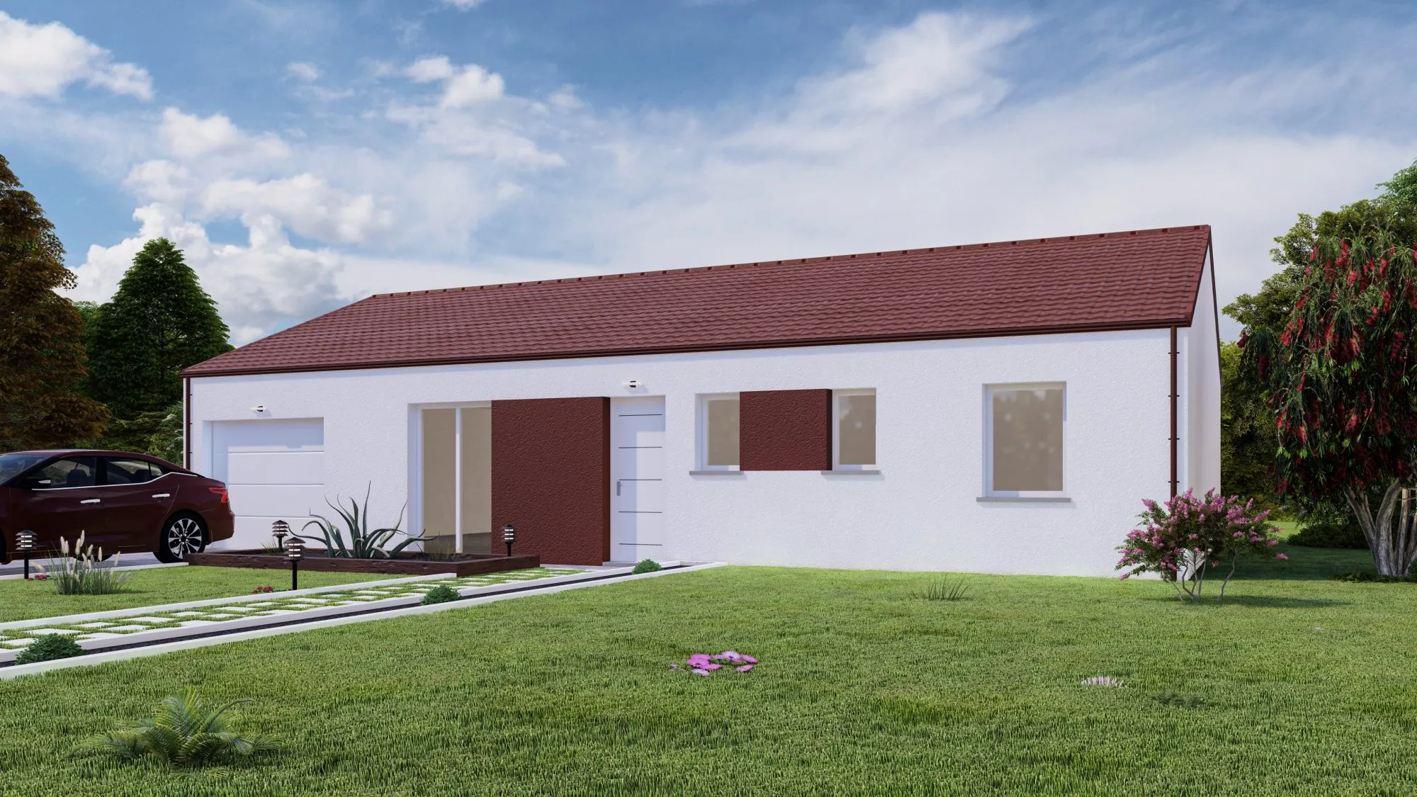 Maison individuelle neuve à Mont-lès-Neufchâteau avec 3 chambres, garage et système de chauffage écologique