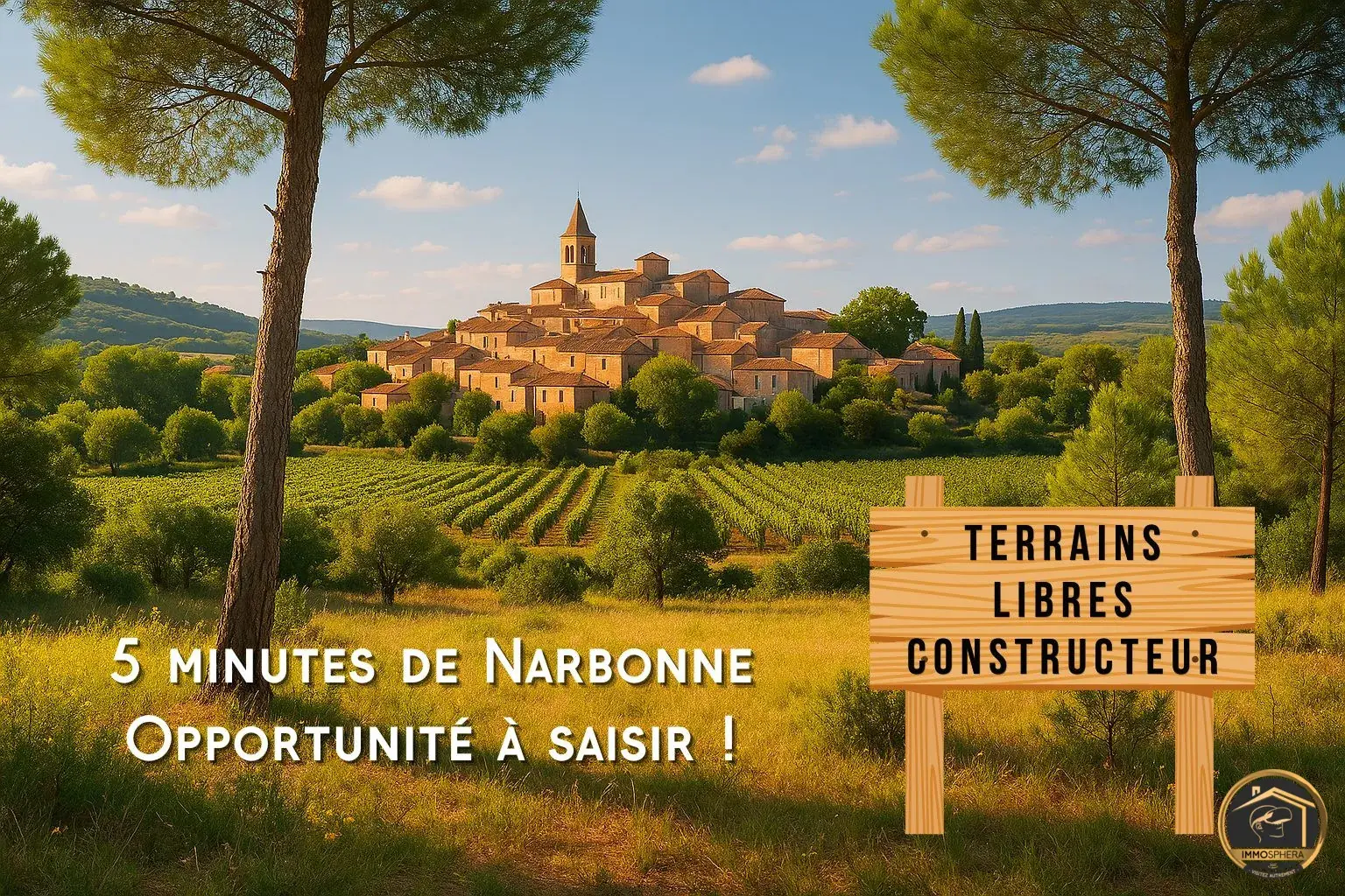 Terrain constructible à vendre à Narbonne, environnement paisible et proche commodités