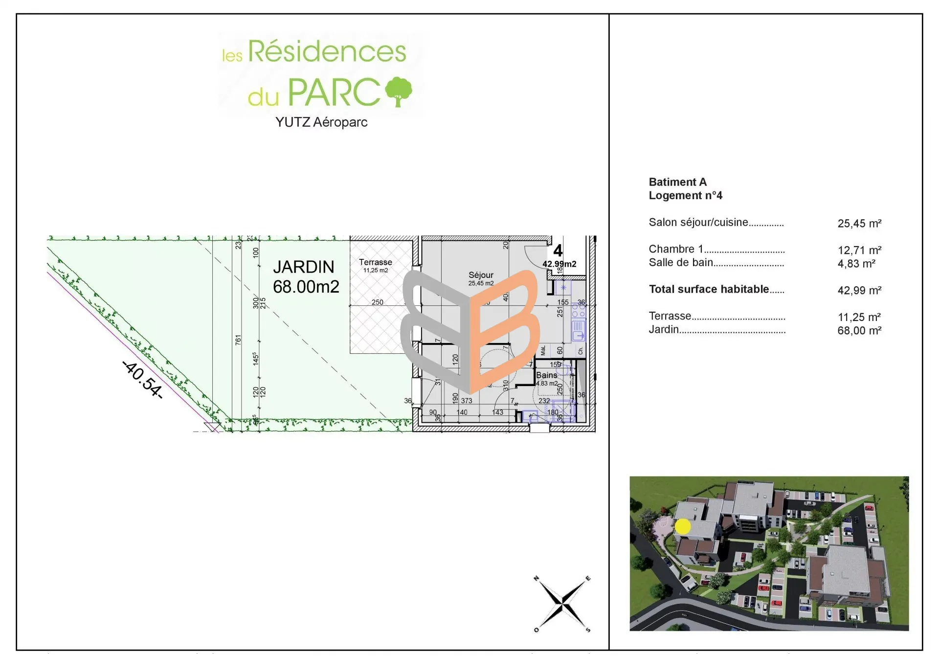 Appartement T2 à Yutz – Résidence du Parc, terrasse et parking privé 