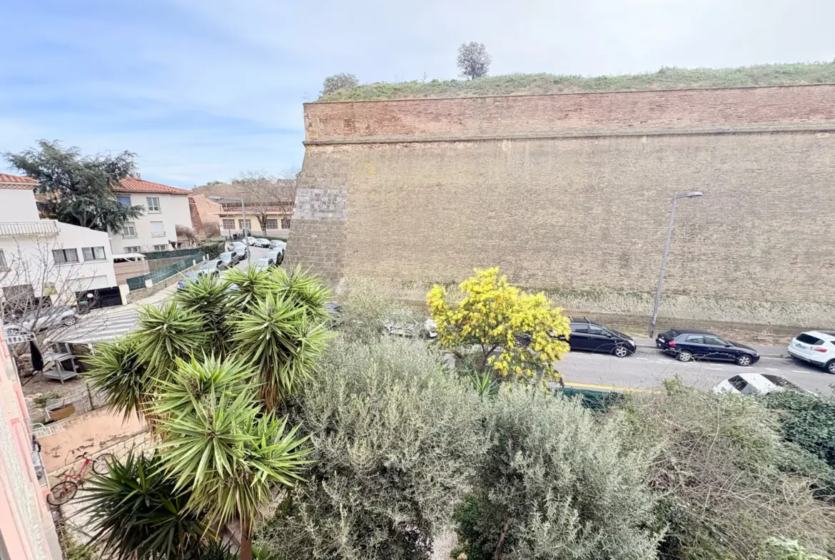 Grand T3 lumineux de 75 m2 avec vue sur remparts à Perpignan 