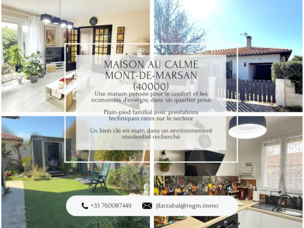 Maison individuelle de plain-pied à Mont-de-Marsan, 94 m², jardin et garage