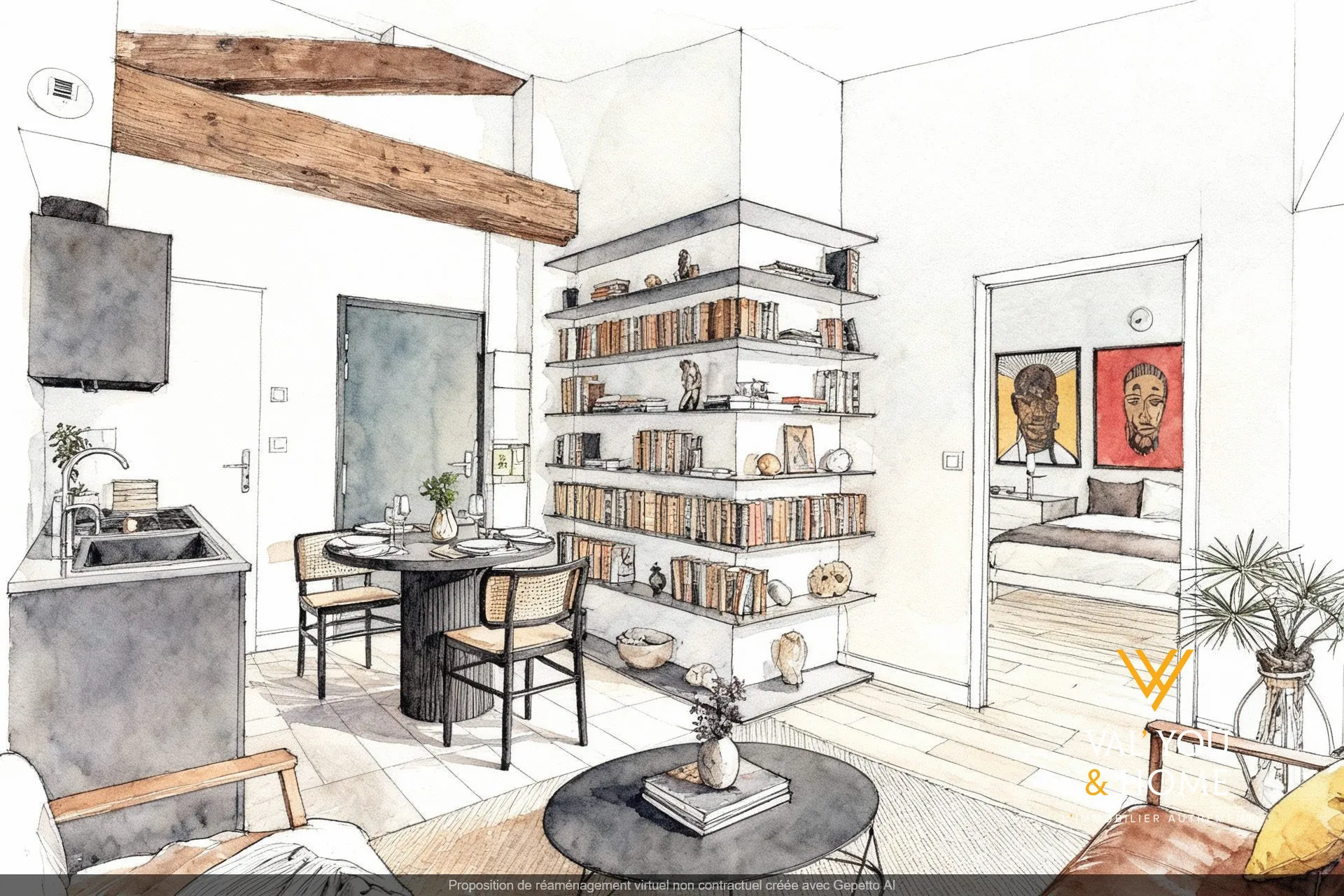 Appartement T2 rénové de 27,3 m² à Oullins, proximité métro