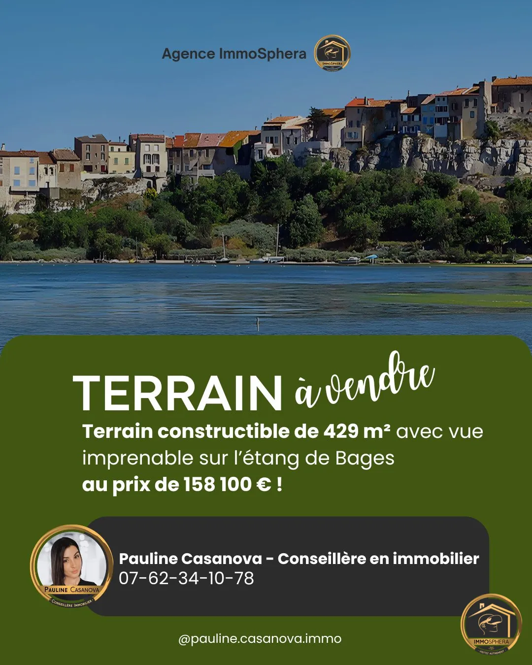Terrain constructible de 429 m² à Narbonne, quartier Rochegrise