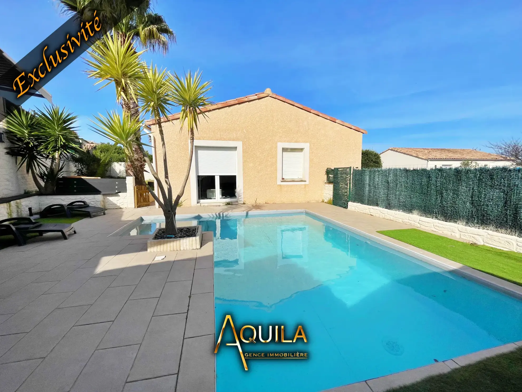 Villa de plain-pied lumineuse avec piscine et panneaux solaires à Maureilhan 