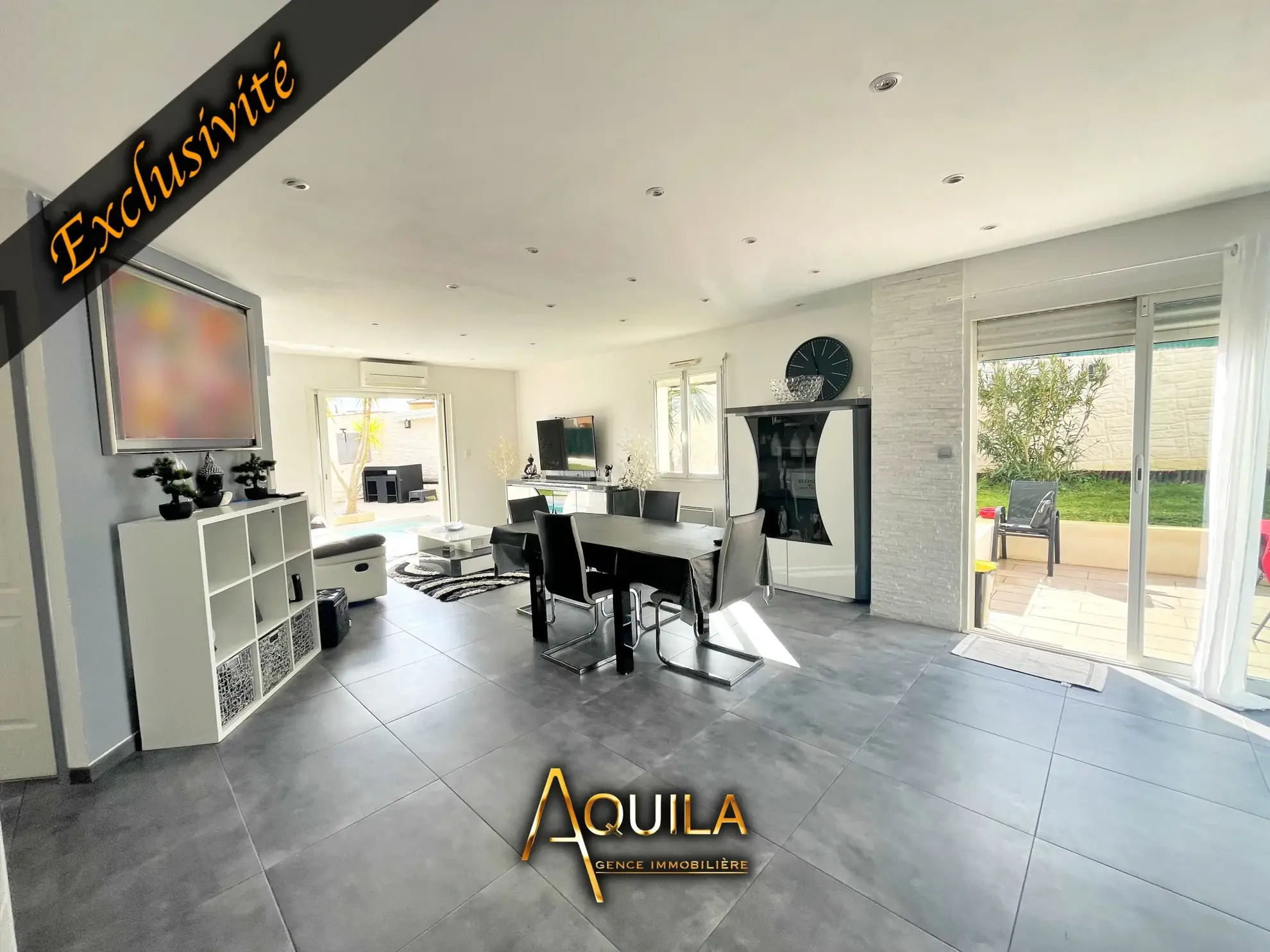 Villa de plain-pied lumineuse avec piscine et panneaux solaires à Maureilhan 