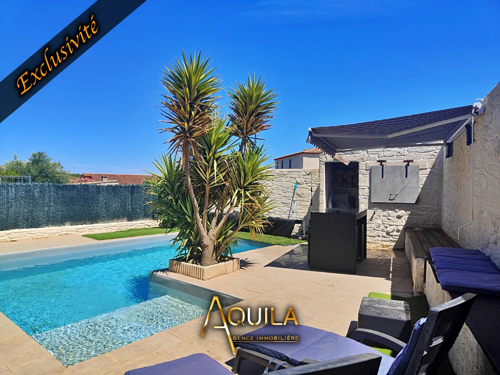 Villa de plain-pied lumineuse avec piscine et panneaux solaires à Maureilhan