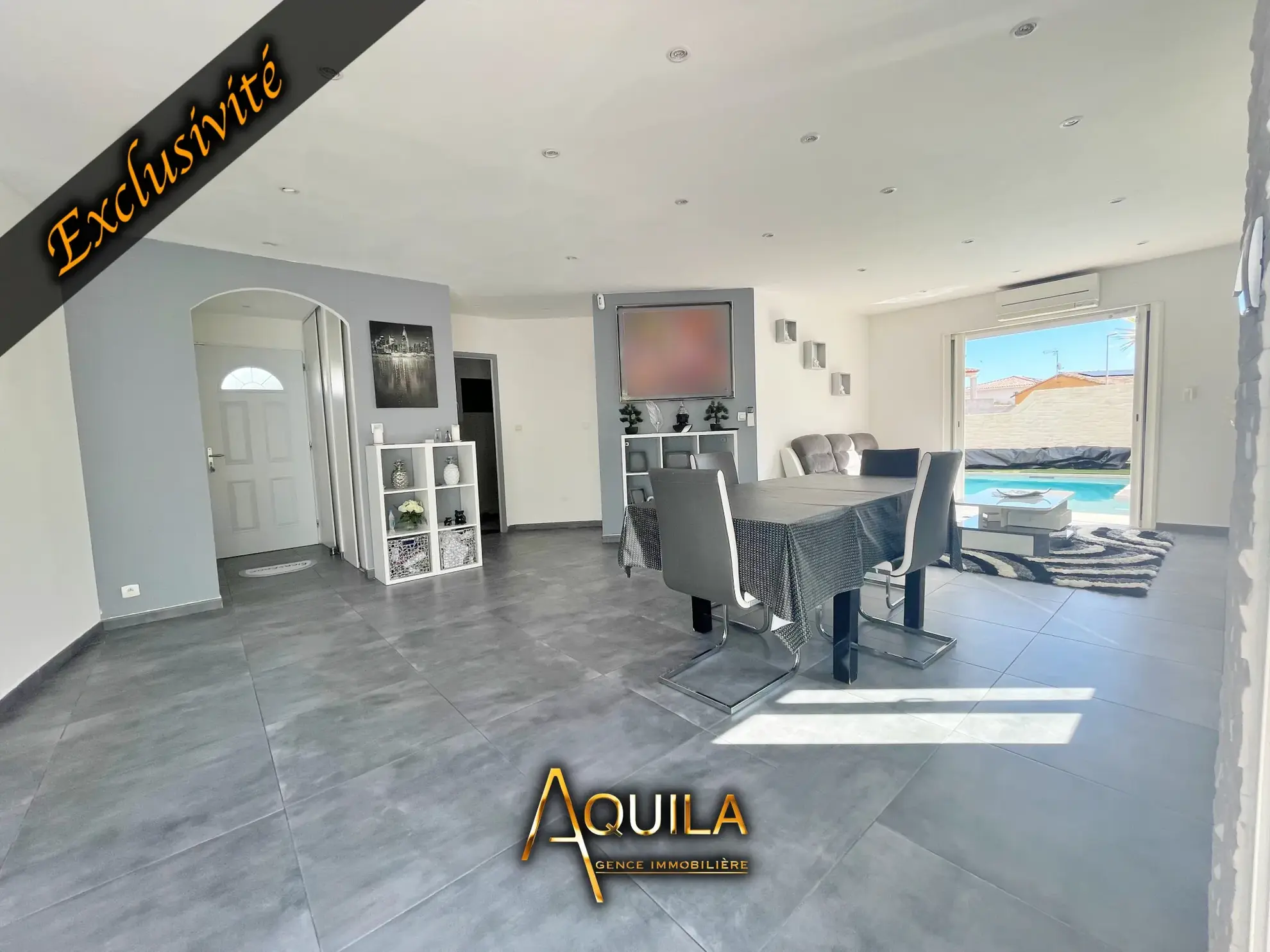 Villa de plain-pied lumineuse avec piscine et panneaux solaires à Maureilhan 