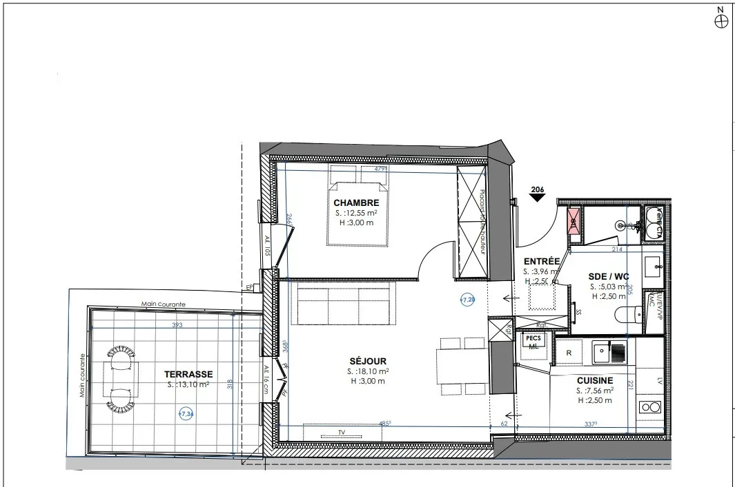 Appartement T2 rénové à Dax avec terrasse et localisation centrale 