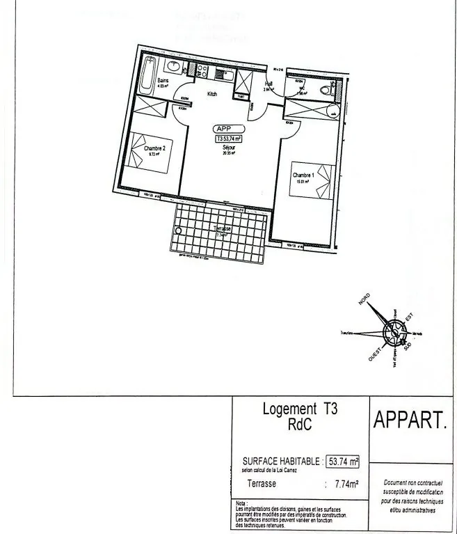 Appartement T3 à vendre à Narbonne avec terrasse, piscine et stationnement 