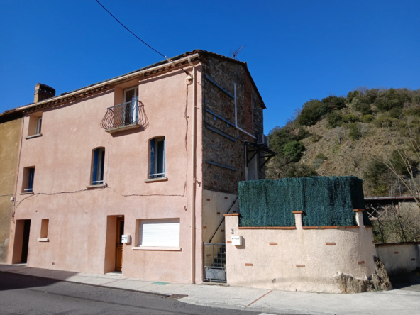 Immeuble en pierre à Céret avec 3 logements, terrasses et parkings, vue campagne