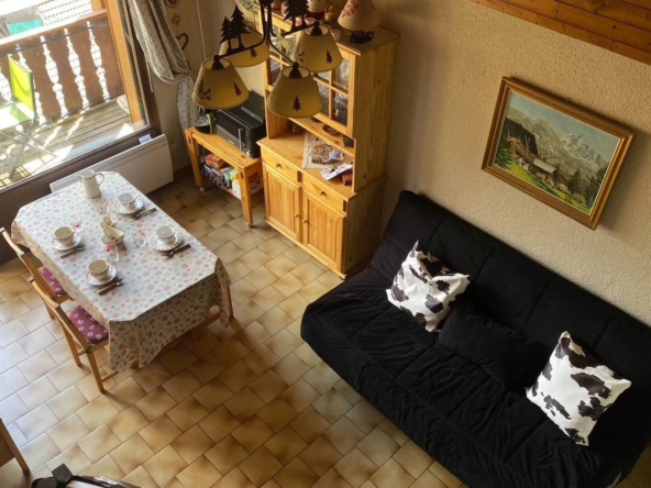 Studio mezzanine lumineux à vendre au cœur des Carroz, 31 m² avec garage et vue ensoleillée