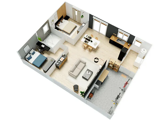 Maison neuve à Lalinde - Modèle ANKARA, 2 chambres, garage, terrain 900 m² 