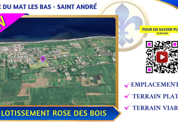 Terrain à bâtir plat et viabilisé à Saint-André avec accès rapide aux axes principaux
