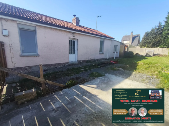 Maison de plain-pied à Berlaimont en impasse avec jardin et garage potentiel