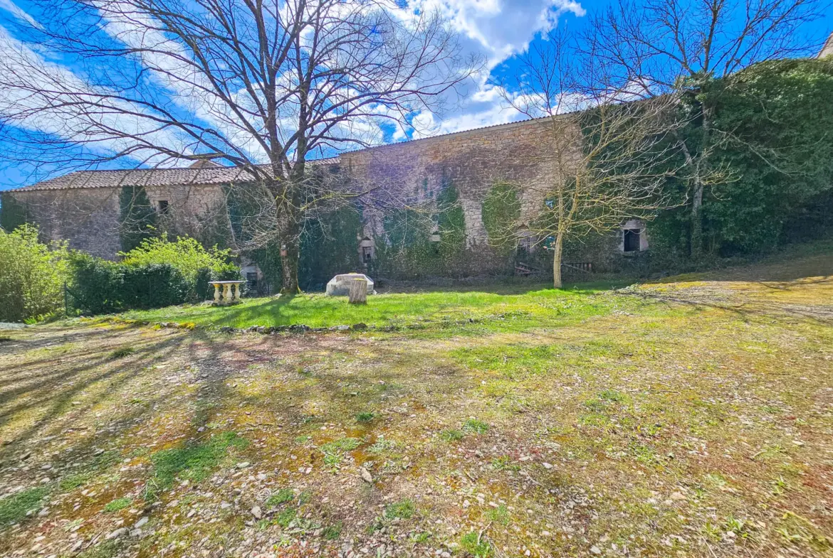 À vendre maison en pierre de plain-pied avec garage et dépendances à Saint-Beaulize 
