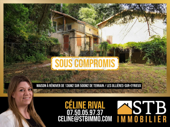 Maison à rénover de 136 m² avec terrain de 500 m² à Les Ollières-sur-Eyrieux
