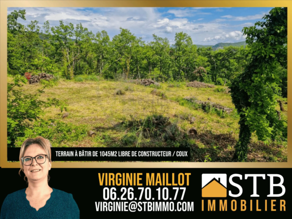 Terrain constructible de 1045 m² à Coux avec vue panoramique et emplacement privilégié