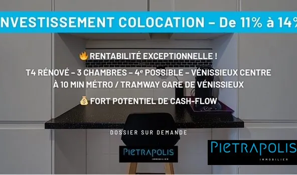 Investissement locatif T4 rénové à Vénissieux centre-ville, proche métro et commodités