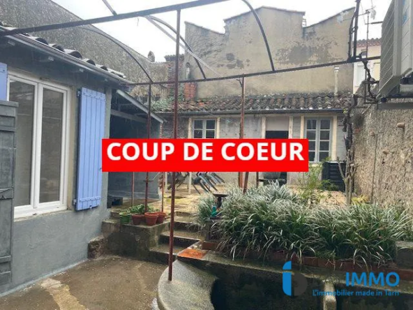 Maison à vendre à Mazamet : charmante maison mitoyenne rénovée avec extérieur de 70 m²