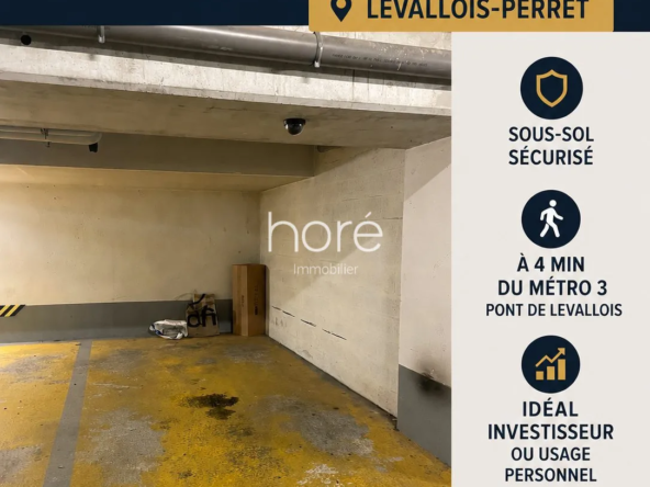 Place de parking en sous-sol à Levallois-Perret proche métro Pont de Levallois