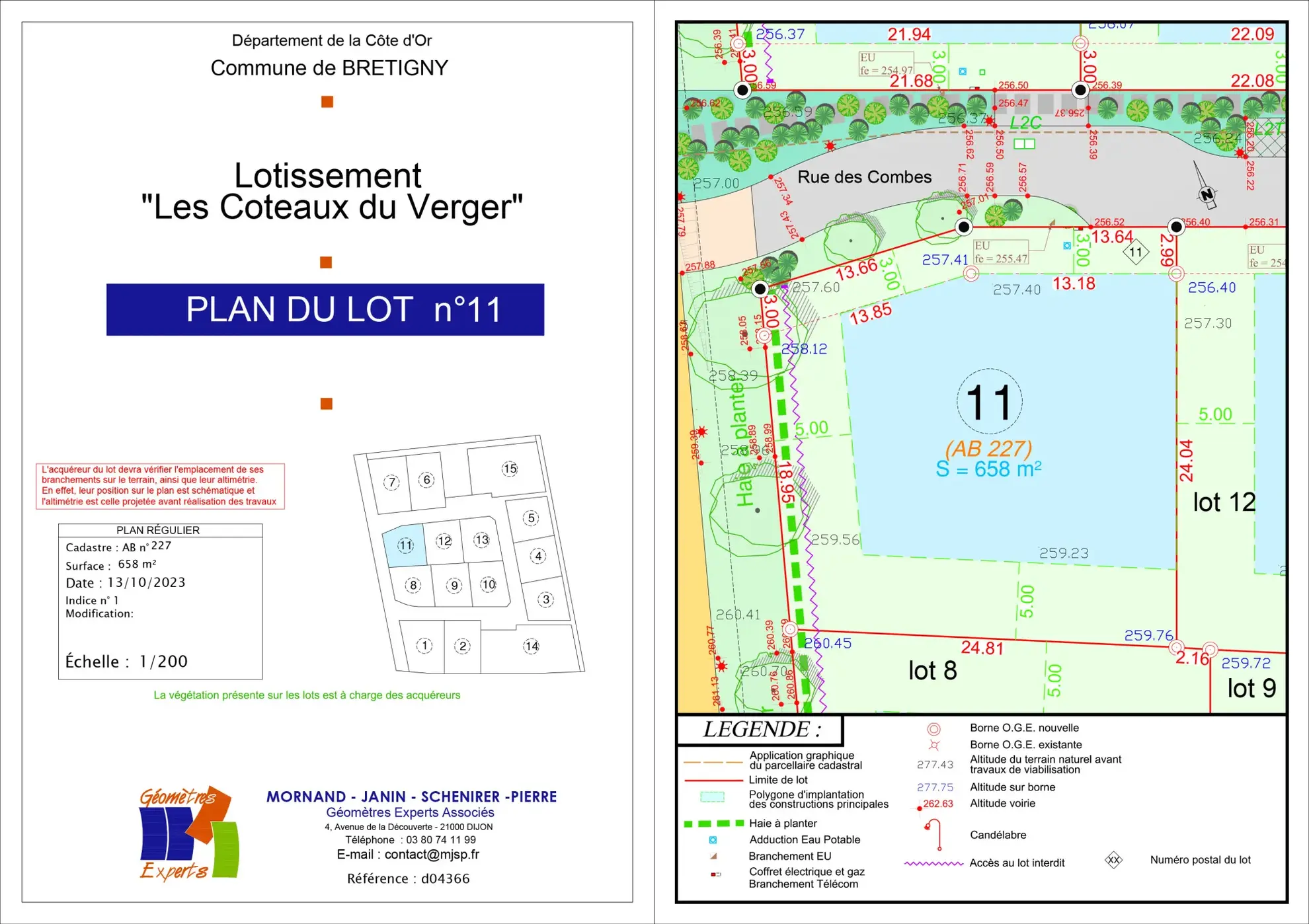 Terrain constructible de 658 m² à Bretigny Les Norges près de Dijon 