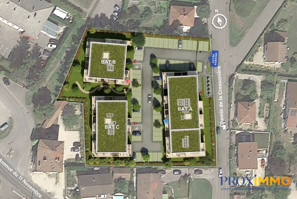 Appartement neuf à Tullins – Résidence Les Robinsons, vue sur le Vercors 