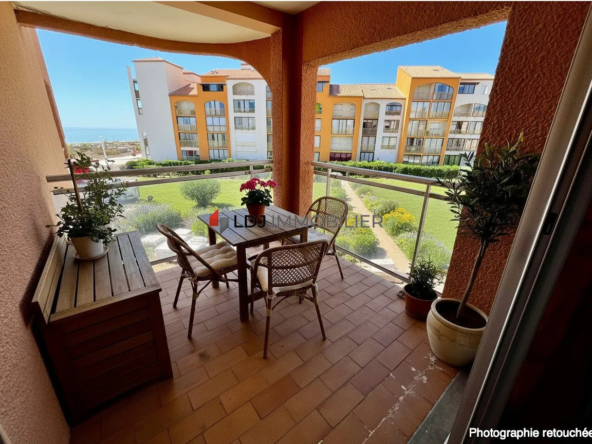 Appartement T2 cabine avec vue mer et terrasse à Le Barcarès
