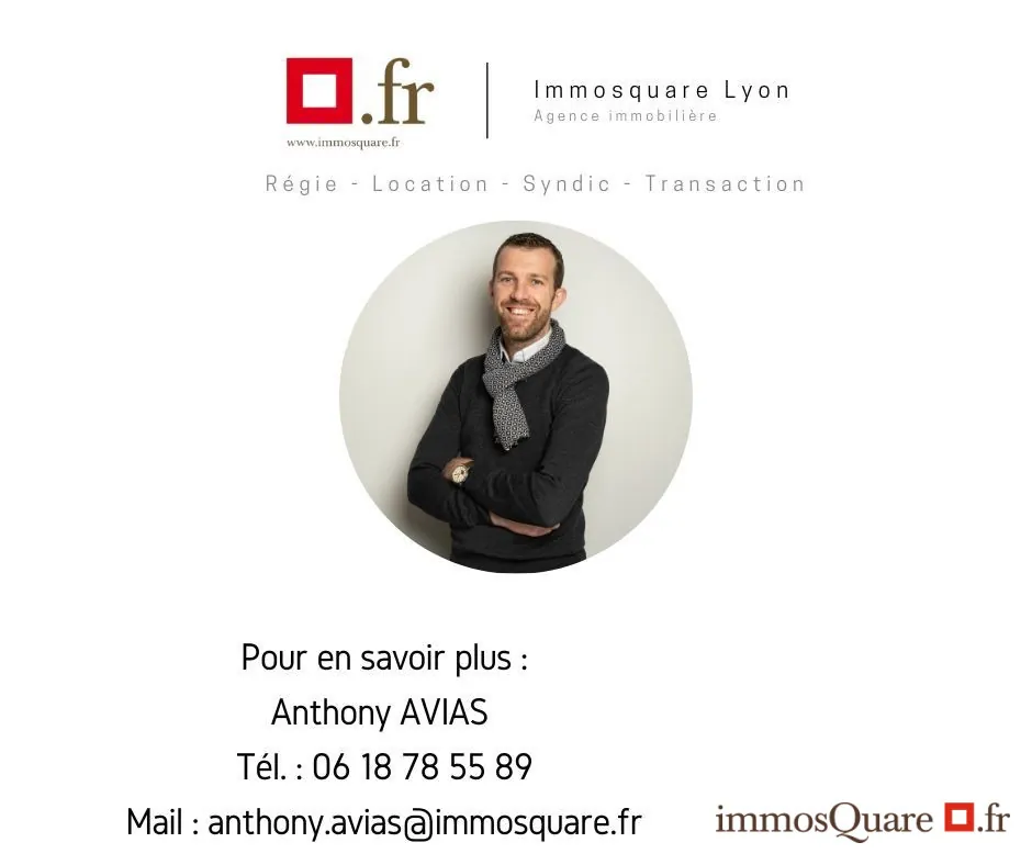 A vendre appartement T1/T2 de 36 m² à Lyon proche tram, calme et lumineux 