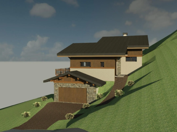 Terrain constructible à Saint-Nicolas la Chapelle avec vue magnifique et projet de chalet personnalisable