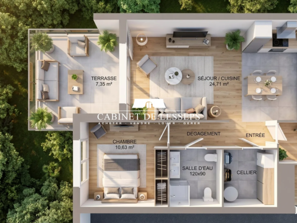 Appartement T2 à Lahonce près de Bayonne – Résidence calme, terrasse et faibles frais de notaire