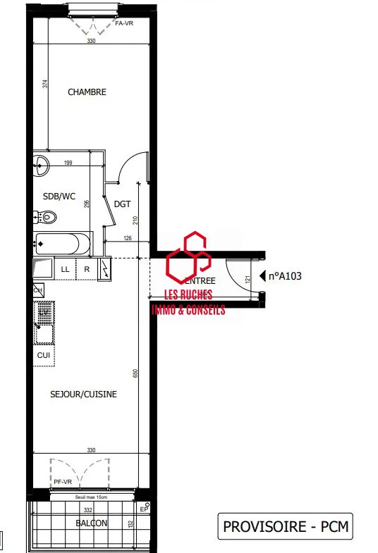 Appartement T2 à vendre à Quincy-sous-Sénart de 46,50 m² avec balcon, proche commodités 