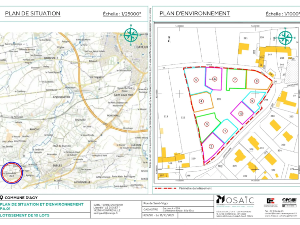 Terrain constructible viabilisé de 624 m² à Agy, proche Bayeux et Caen