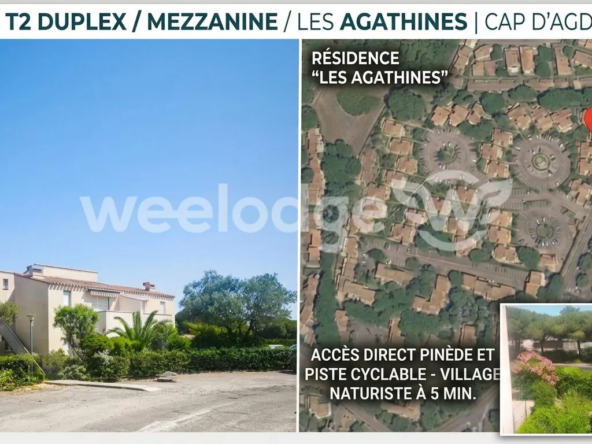 Appartement duplex T2 avec terrasse et parking privé au Cap d'Agde