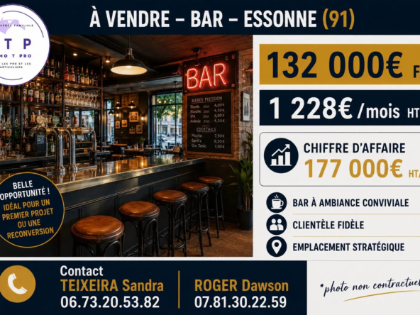 À vendre bar pub exceptionnel dans l'Essonne (91) avec forte clientèle et développement potentiel