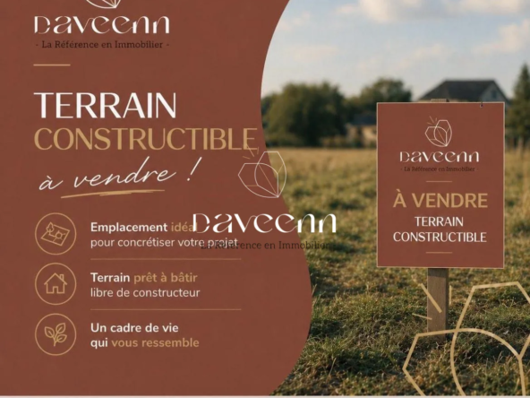 Terrain constructible de 690 m² à Camors en centre-bourg – Libre de constructeur