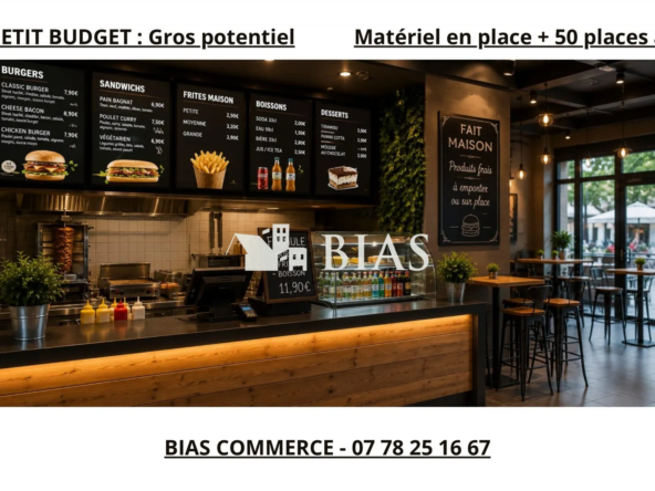 Fonds de commerce restauration rapide à vendre à Rouen avec équipement complet
