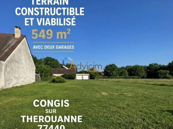 Terrain à bâtir viabilisé de 549 m² à Congis-sur-Thérouanne