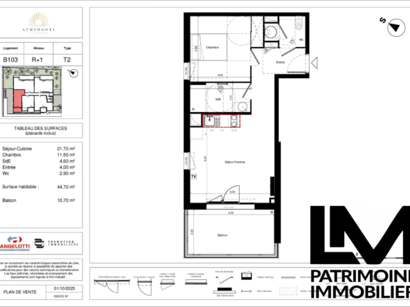 Appartement neuf T2 à Vias — Résidence Symphonia de 44,70 m² avec balcon et stationnement sécurisé