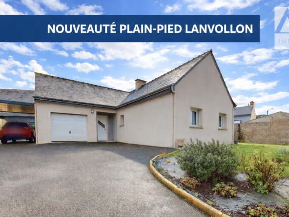 Maison de plain-pied à vendre à Lanvollon, 3 chambres, véranda, garage, terrain clos