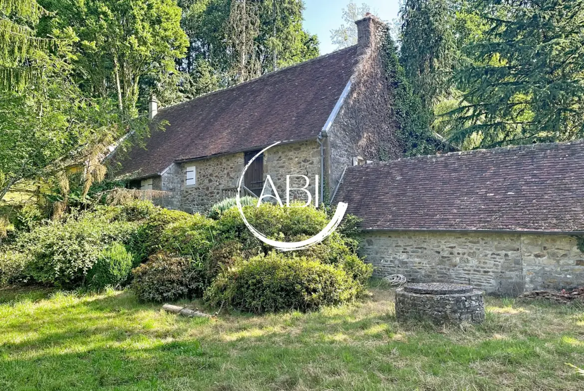 À vendre maison en pierre à Champsecret (Orne) sur un terrain de 4,3 hectares 