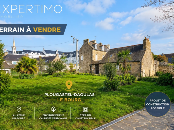 Terrain constructible de 550 m² à Plougastel-Daoulas, centre-bourg, libre de constructeur